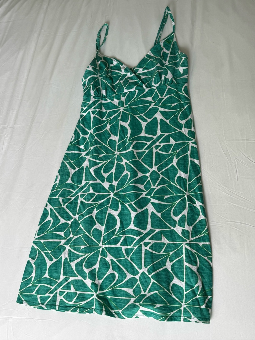 Roxy Green and White Floral Slip Dress